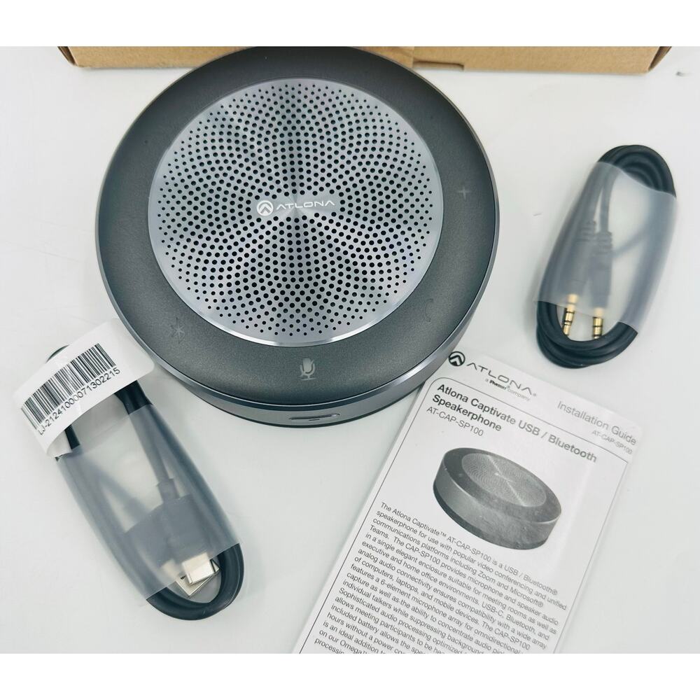 Atlona Captivate USB /Bluetooth Speakerphone Wireless Conference Zoom Meetings